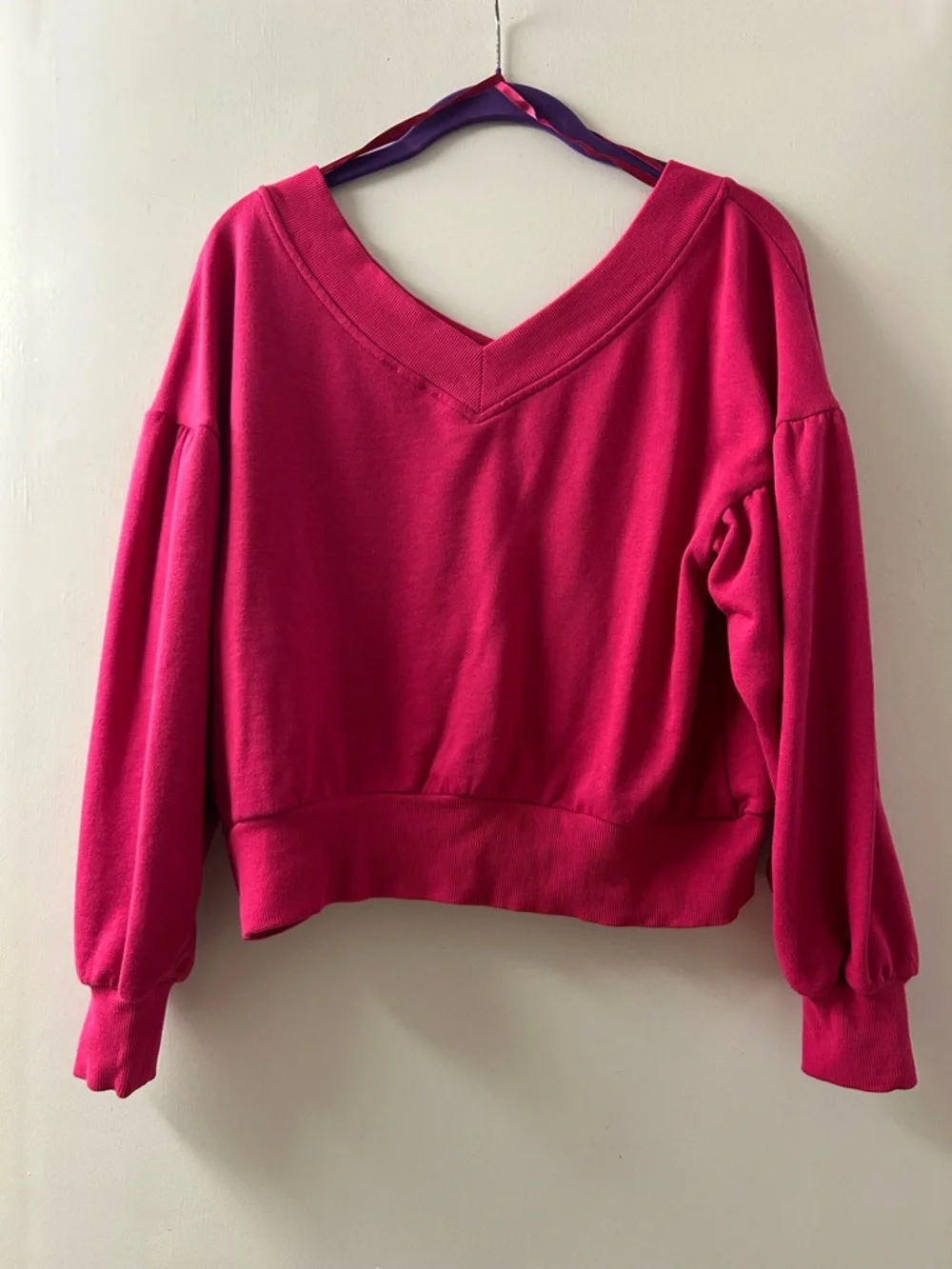 Wild Fable Cropped V-Neck Pullover Sweatshirt - Pink - Picture 4 of 6